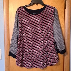 Van Heusen Multi-Colored Print 3/4 Length Sleeve Blouse